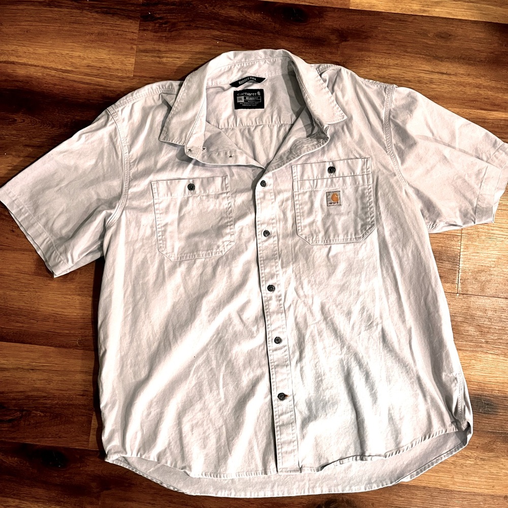 Carhartt 2X Rugged Flex, grey, button up, short sleeve